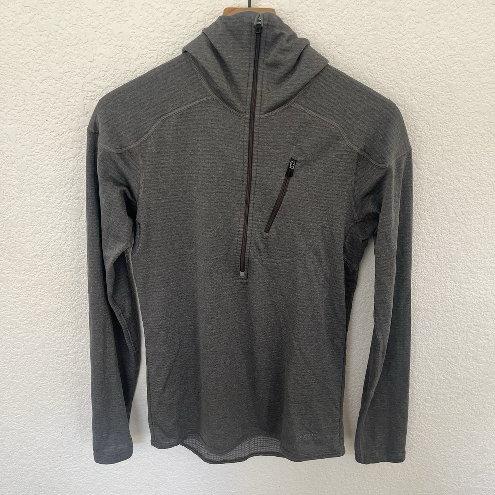 Patagonia Capilene Thermal Weight Hooded 1/4 Zip Men's Small Grey